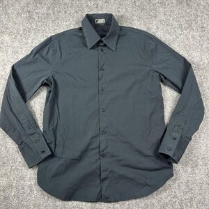 Gianni Versace Dress Shirt Mens 48 Blue Long Sleeve Point Collar Made In‎ Italy